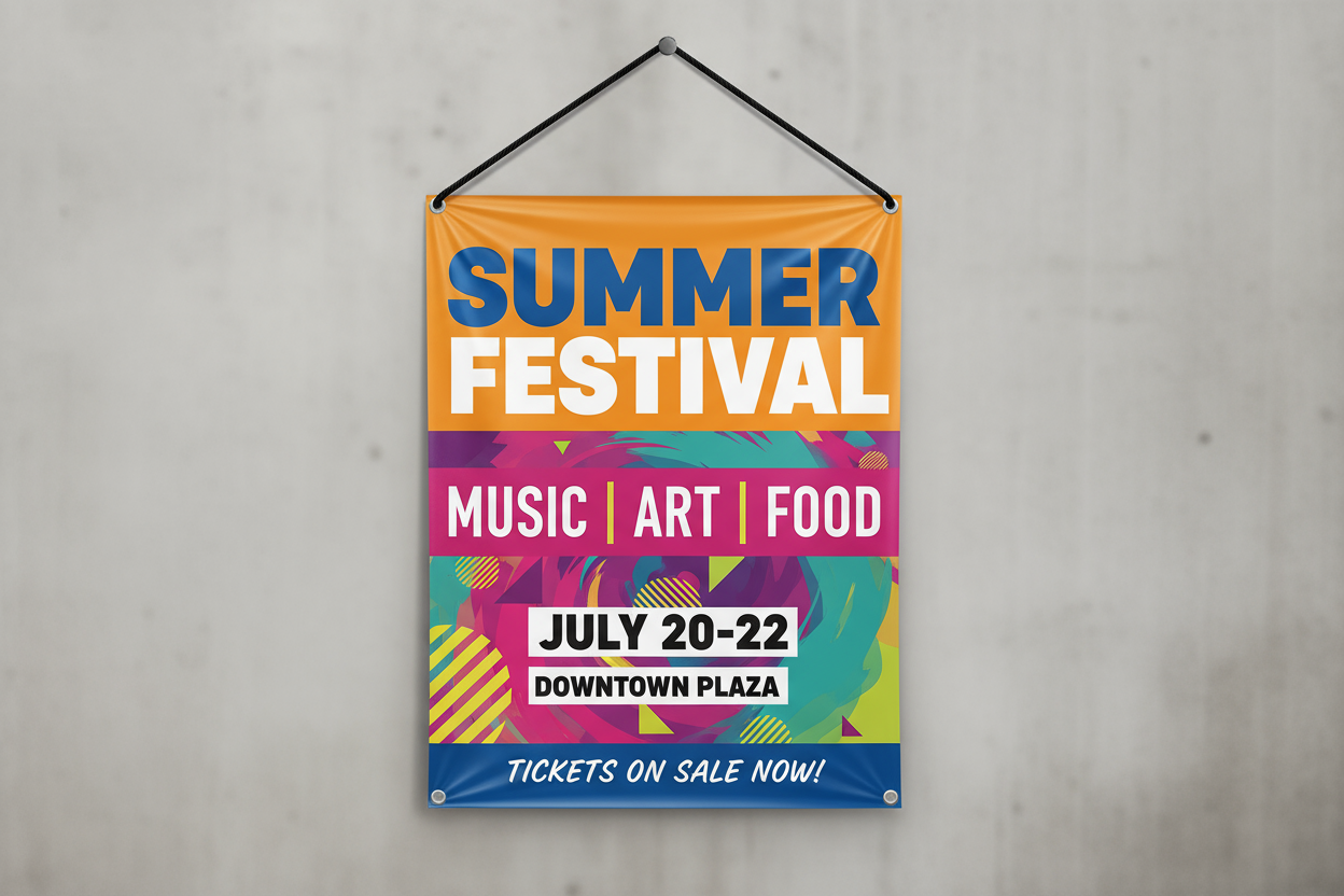 event advertising vinyl hanging banner