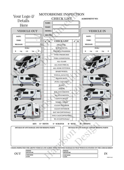 A4 Vehicle Hire Check List Book